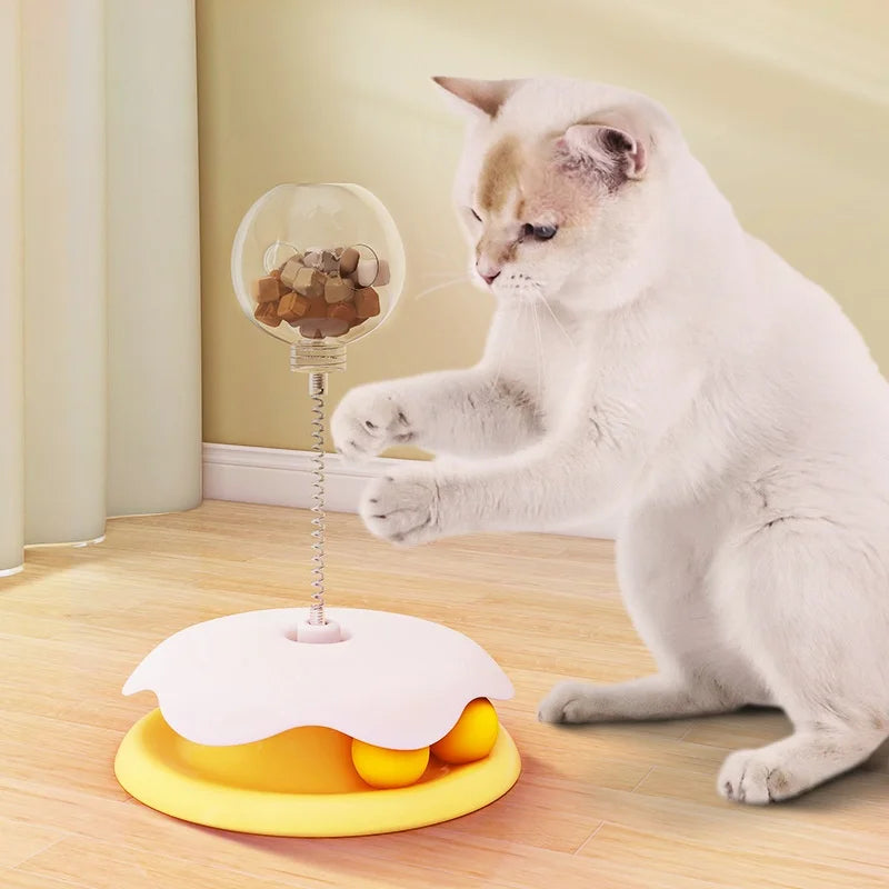 Interactive Cat Food Ball - Rotating Treat Dispenser Toy for Mental Stimulation and Slow Feeding