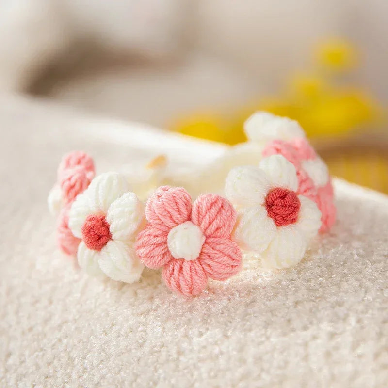Handmade Crochet Cat Collar – Cotton Flower Bib Bandana