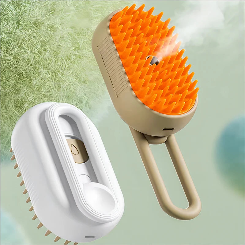 Steam Cat Brush (3-in-1 USB Rechargeable) - Electric Grooming Tool with Massage & Deshedding
