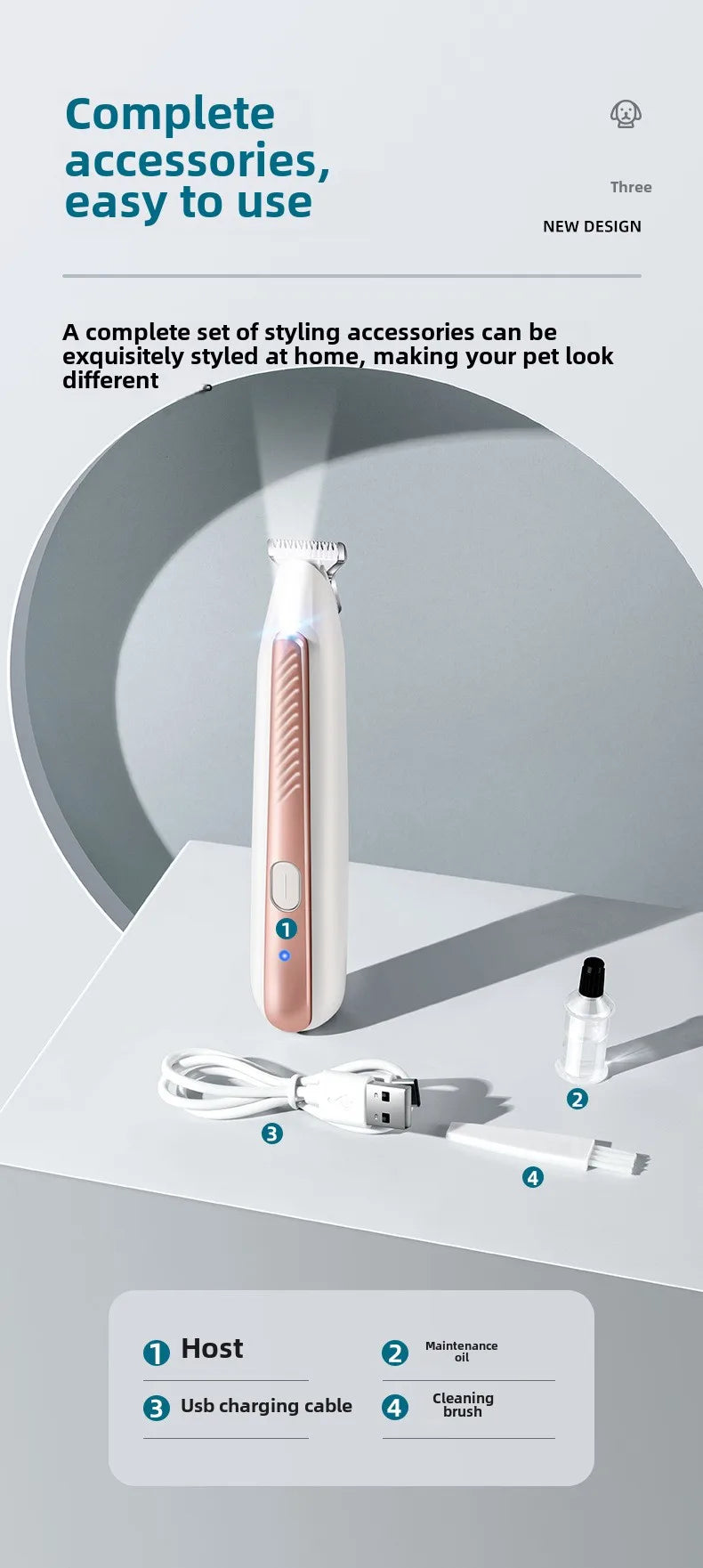 Professional LED Pet Hair Trimmer - Precision Grooming Clipper for Dogs & Cats with Ceramic Blade