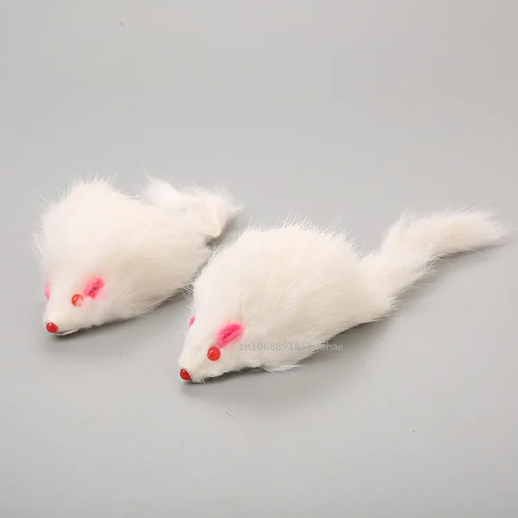Realistic Mouse Cat Toy with Rabbit Fur - Natural Hunting Play Toy for Cats