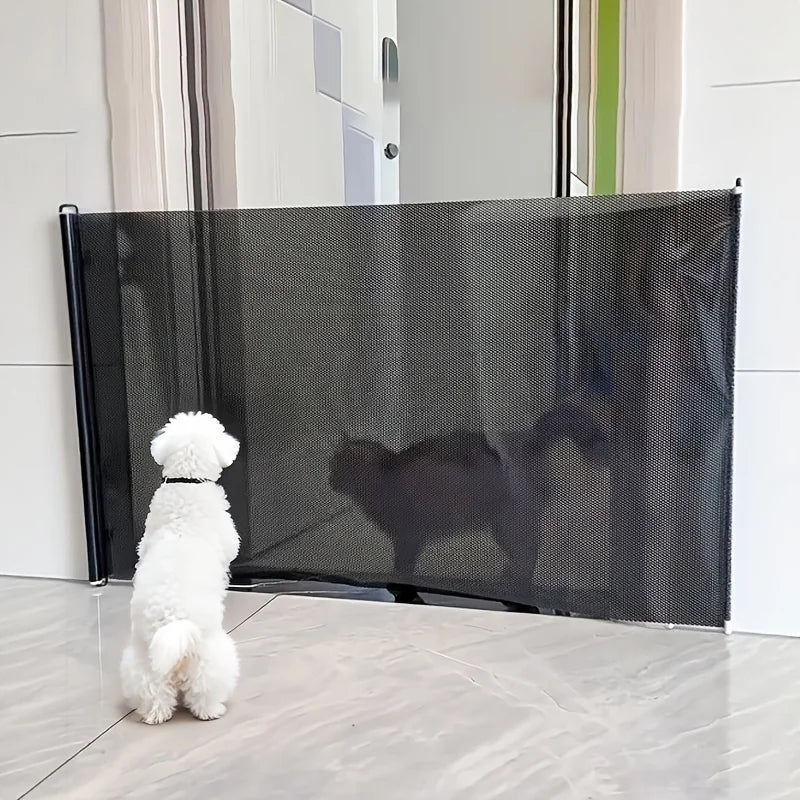 Retractable Cat Safety Gate - Breathable Mesh Pet Barrier for Doorways and Stairs