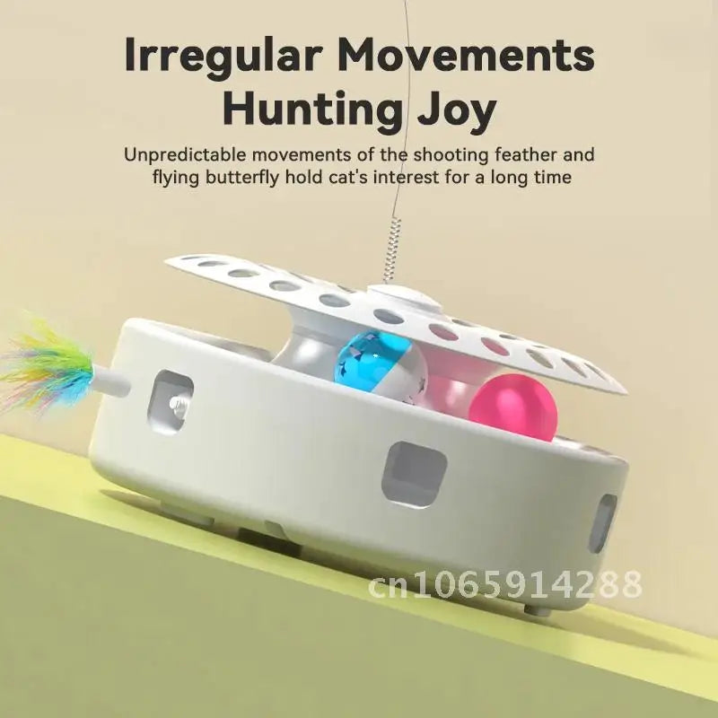 ROJECO 3-in-1 Automatic Cat Teaser Toy - Interactive Feather & Ball Set for Indoor Cats