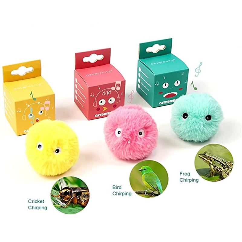 Smart Interactive Cat Balls - Touch-Activated Sound Toys with Realistic Animal Noises & Catnip Compartment