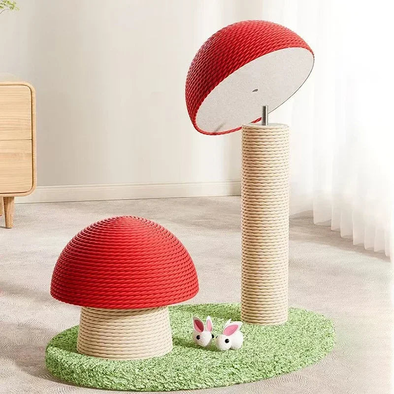 Mushroom Cat Scratching Post - Adorable Sisal Rope Scratcher with Stable Base