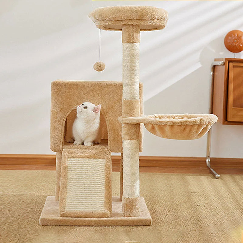Multi-Level Cat Activity Centre with Dual Hideaways & Sisal Scratching Posts