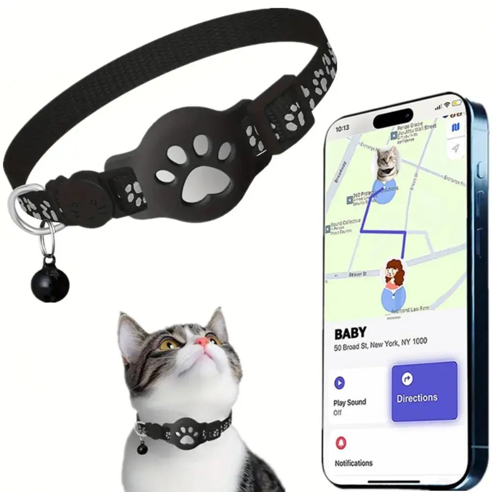 GPS Cat Collar Tracker with Real-Time Location - Adjustable Reflective Safety Collar for Cats and Kittens