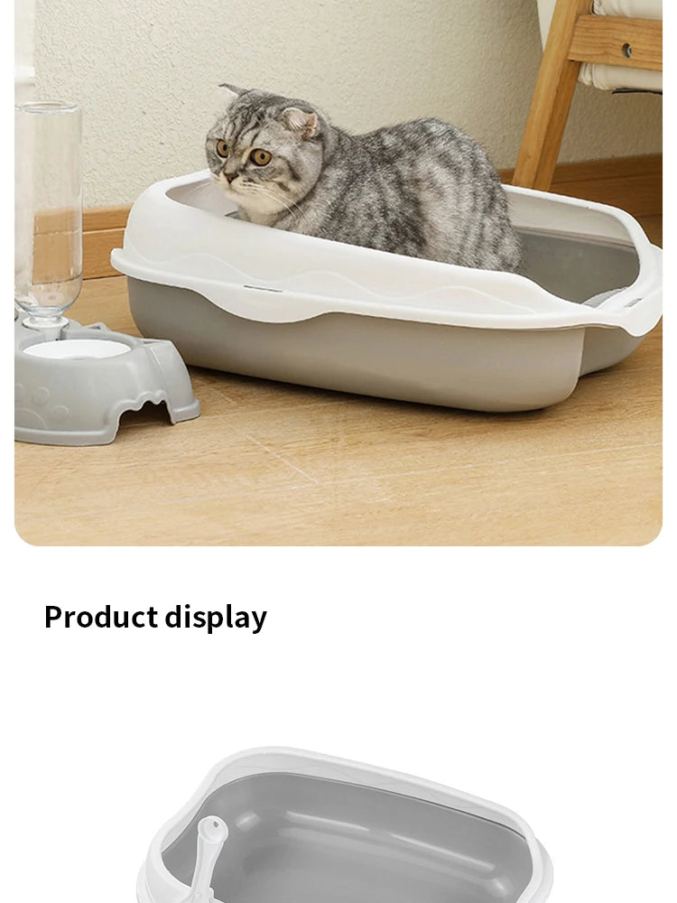 Semi-Enclosed Cat Litter Box - Large Splash-Proof Design with Anti-Tracking Pedal Ventilation System