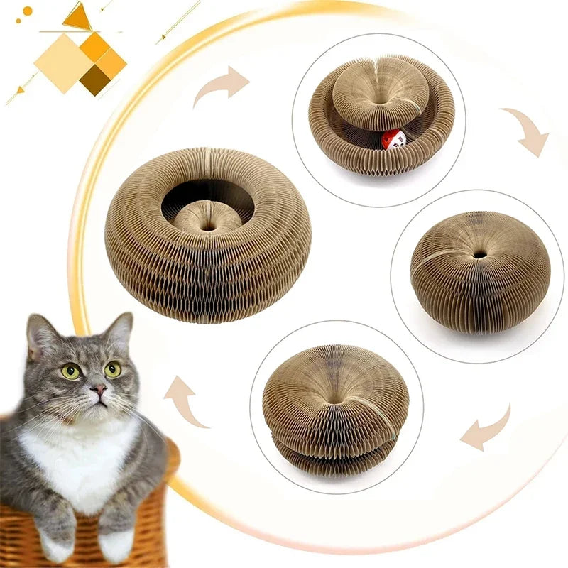 Transformable Cat Scratching Board - Magnetic Corrugated Cardboard Scratcher with Interactive Bell