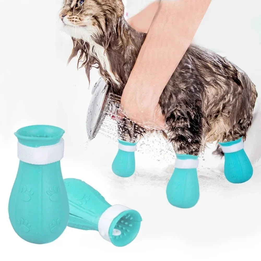 Cat Grooming Boots - Adjustable Silicone Paw Protectors for Safe Bathing and Nail Trimming
