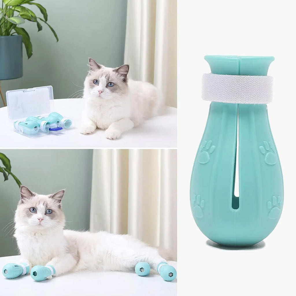 Cat Grooming Boots - Adjustable Silicone Paw Protectors for Safe Bathing and Nail Trimming
