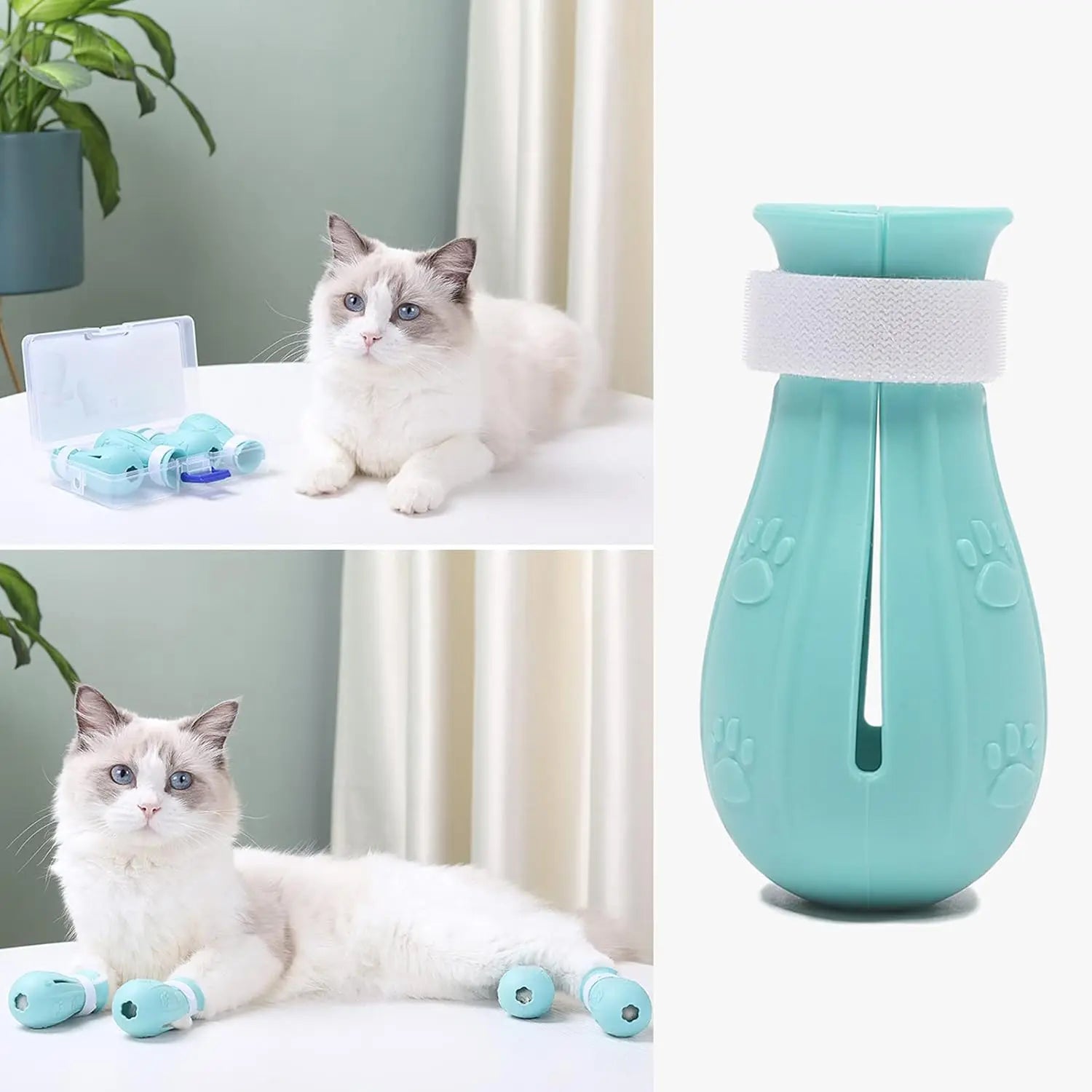 Cat Grooming Boots - Adjustable Silicone Paw Protectors for Safe Bathing and Nail Trimming