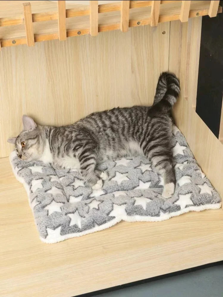 Thickened Flannel Cat Bed Mat - Soft Warm Sleeping Blanket for Cats & Kittens