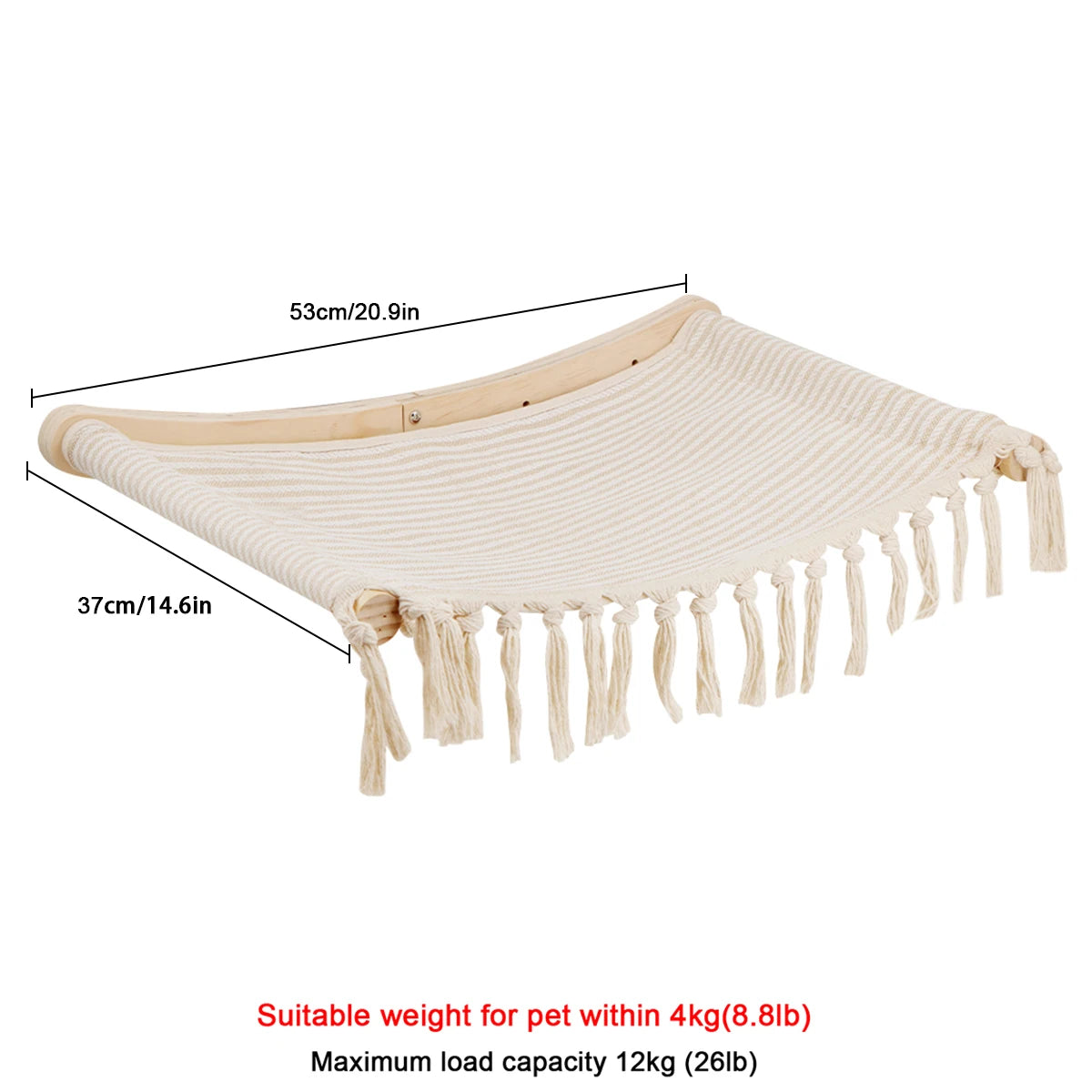 Premium Wall-Mounted Cat Climbing System - Hand-Woven Macramé Hammock with Detachable Wooden Platforms