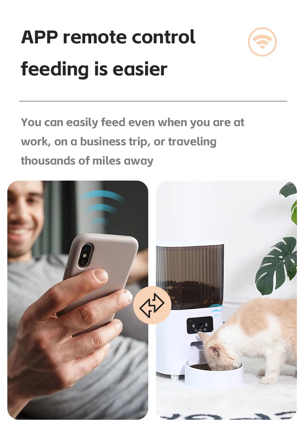 Smart Automatic Cat Feeder with HD Camera - 5L WiFi Pet Food Dispenser with Voice Recording & App Control