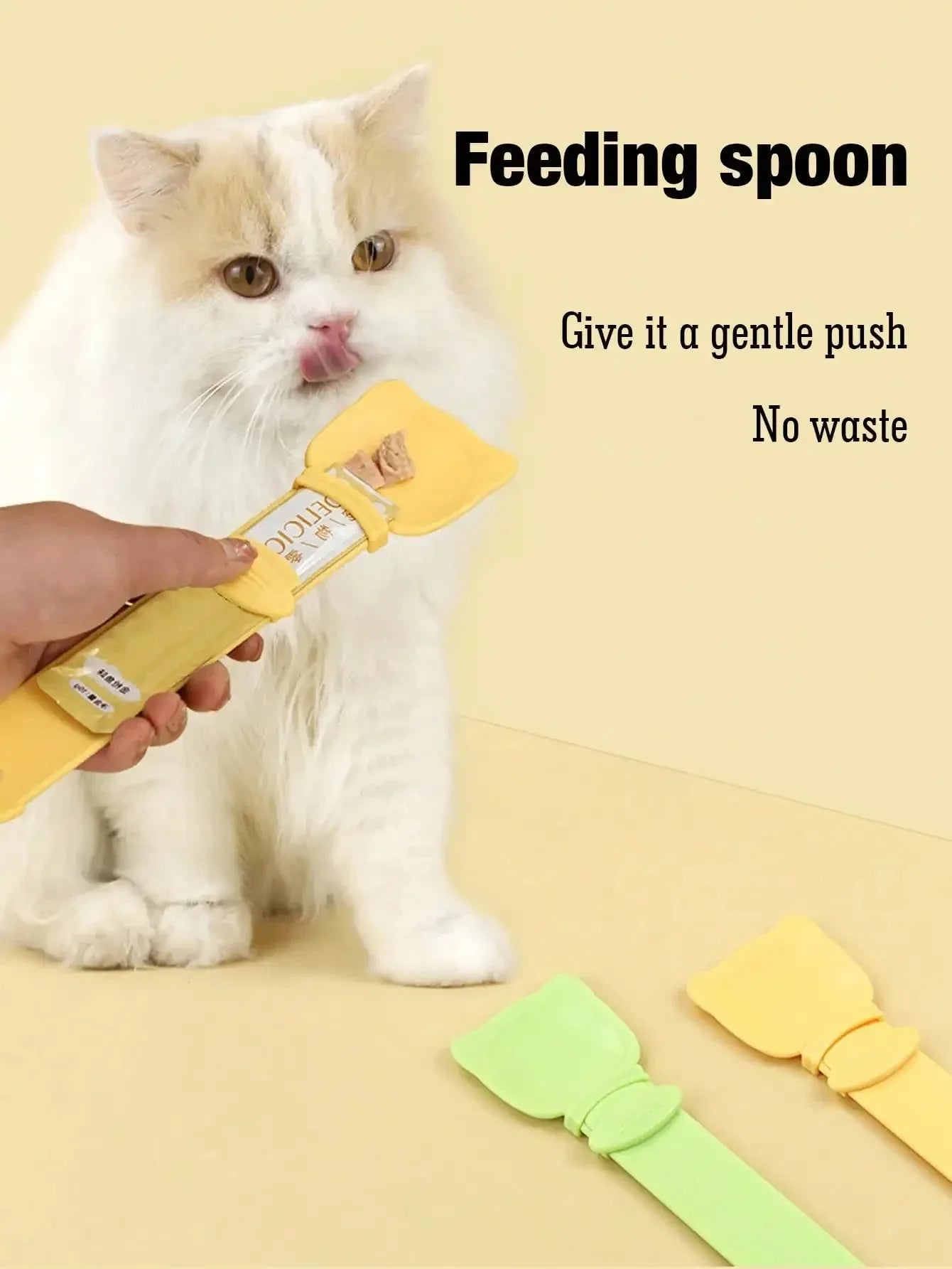 Cat Food Feeding Spoon with Long Handle | Lickable Treat Dispenser for Wet Food & Pastes (1-3 Pack)