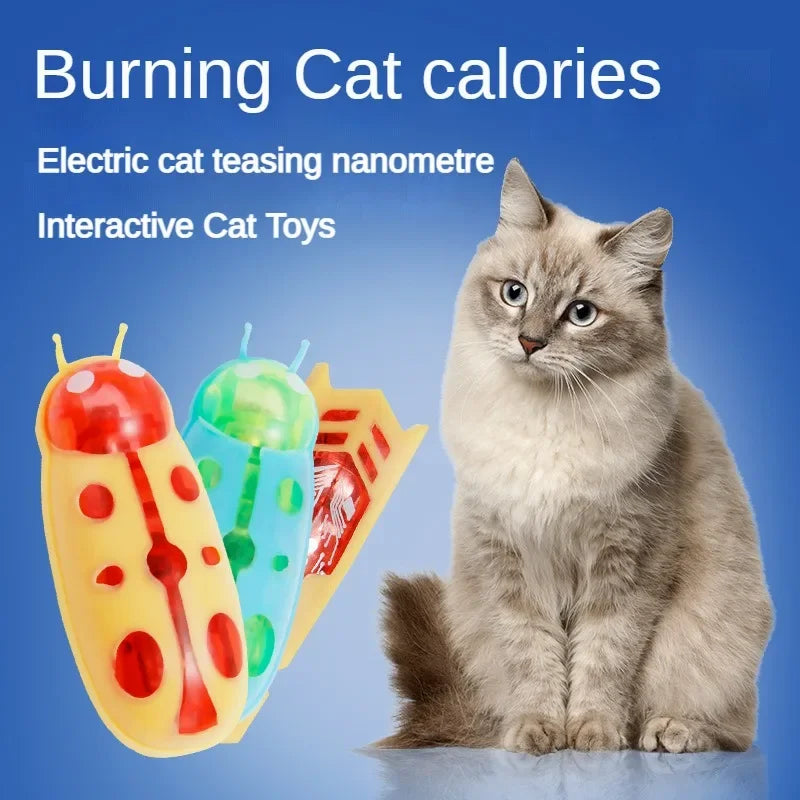 Interactive Electric Bug Cat Toy - Motion-Activated Vibrating Beetle with Obstacle Avoidance