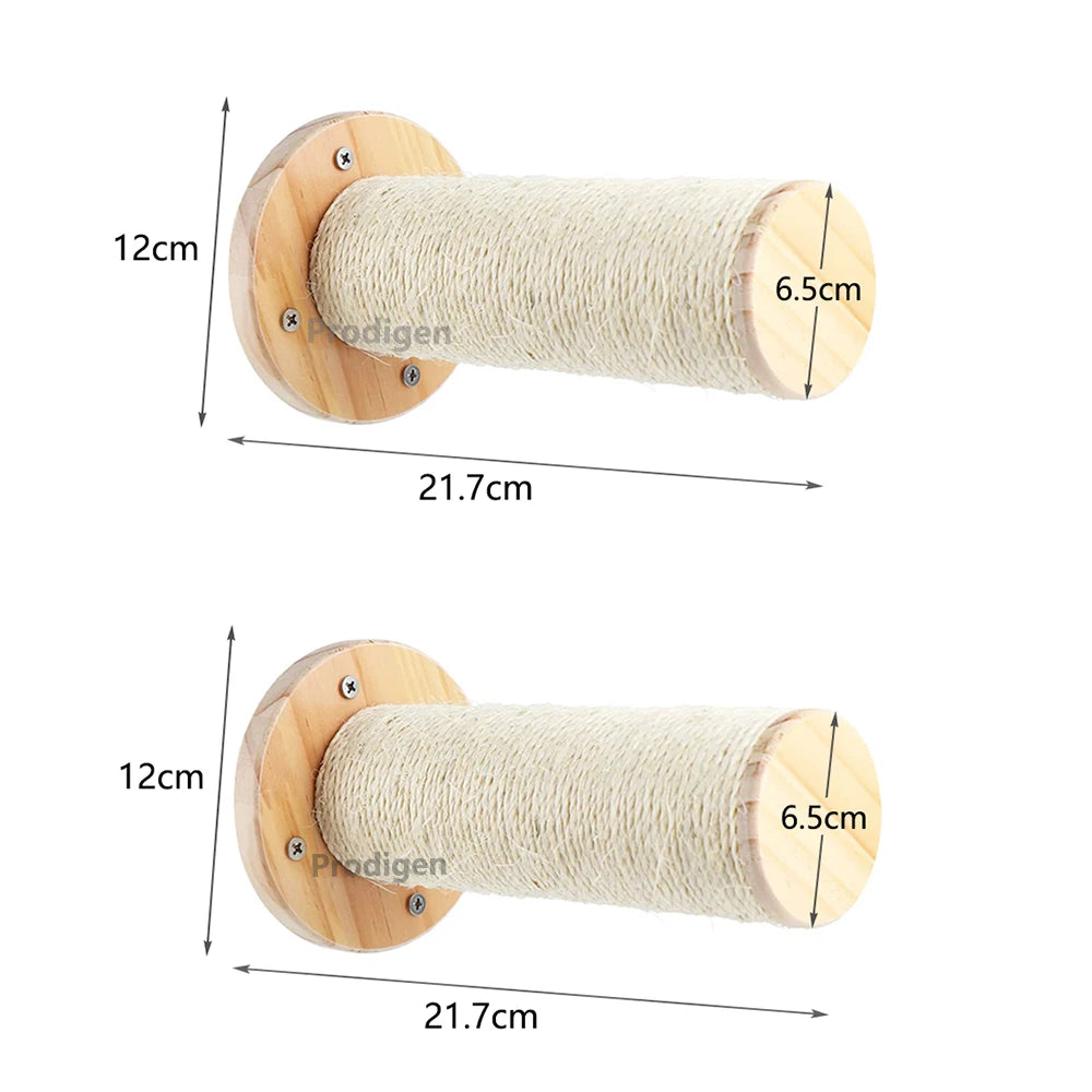 Modular Cat Wall Climbing System - Natural Wood Wall-Mounted Shelves, Steps & Hideaways