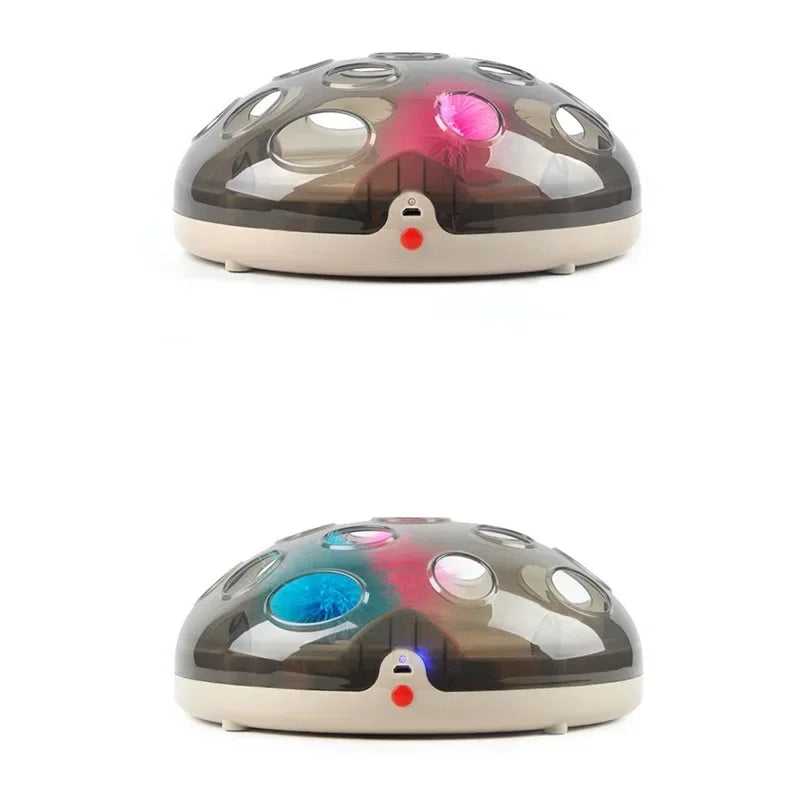 Magnetic Levitation Interactive Cat Toy - Rechargeable Rotating Feather Ball Chase Disc for Indoor Exercise and Mental Stimulation