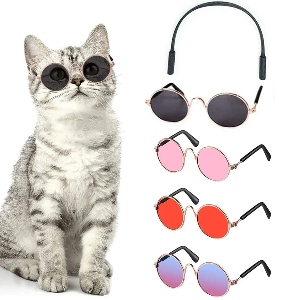 Cat Sunglasses with UV Protection - Cute Pet Photo Props for Cats & Small Dogs