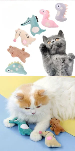 Catnip Plush Cat Toy - Soft Bite-Resistant Cartoon Animal for Dental Health, Play & Comfort