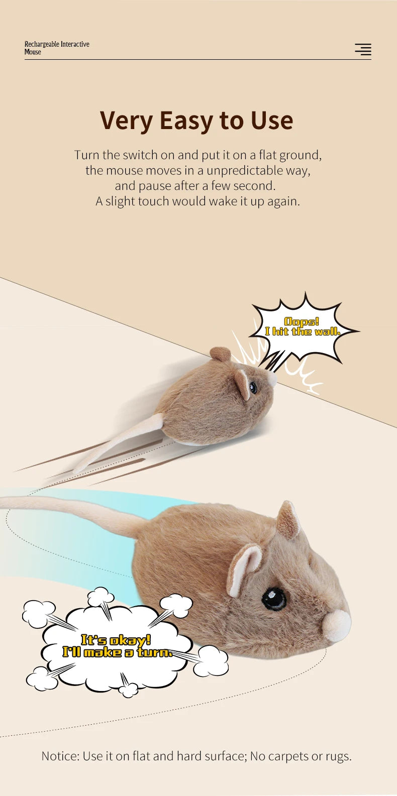 Interactive Electric Mouse Cat Toy - Realistic Moving Plush Pet Entertainment