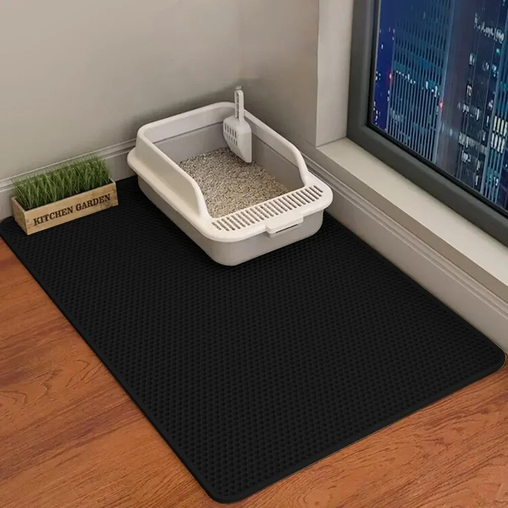 Double Layer Waterproof Cat Litter Mat 60x90cm - Anti-Slip Honeycomb Design with Easy Clean Technology