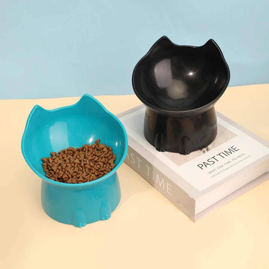 Ergonomic Raised Cat Bowl - Anti-Tip Tilted Feeding Dish for Comfortable Dining & Neck Protection
