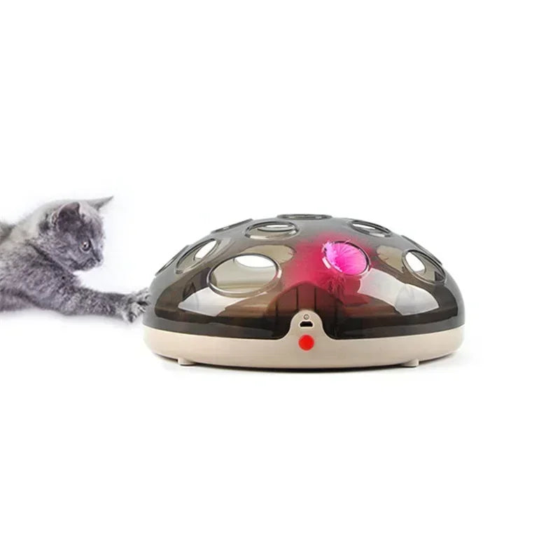 Magnetic Levitation Interactive Cat Toy - Rechargeable Rotating Feather Ball Chase Disc for Indoor Exercise and Mental Stimulation