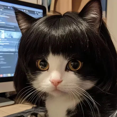 Handwoven Cat Wig - Novelty Pet Costume Accessory