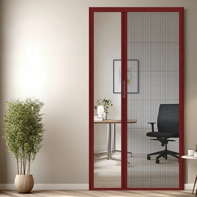 Cat-Safe Retractable Screen Door - Keep Cats In & Insects Out, No-Drill Mesh Barrier, Aluminium Frame for Fresh Air Without Escape Risks