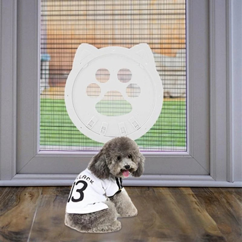 Magnetic Self-Closing Cat Flap for Screen Doors and Windows - Lockable Pet Door