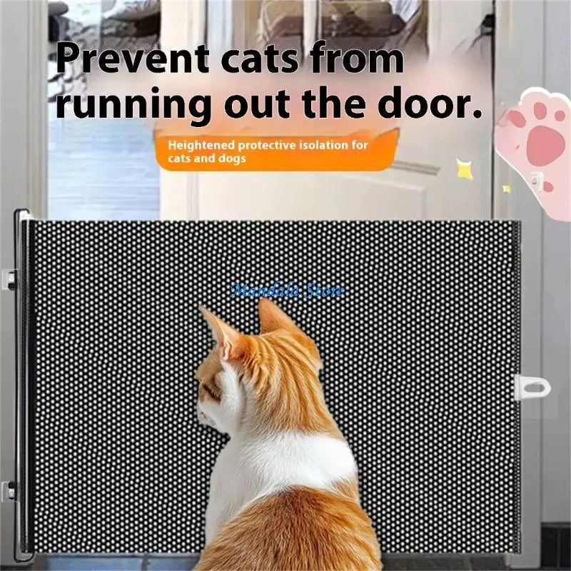 Expandable Cat Barrier Gate - Adjustable Retractable Safety Barrier for Small Pets & Kittens