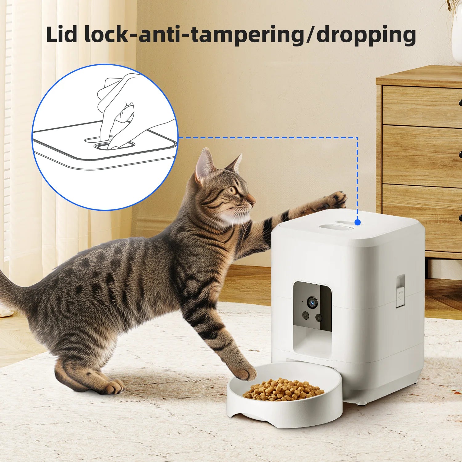 ZYFeeder 2L Smart Automatic Cat Feeder with Wi-Fi Camera - Remote Controlled Pet Food Dispenser for Cats and Dogs (Mains Adaptor Not Included)