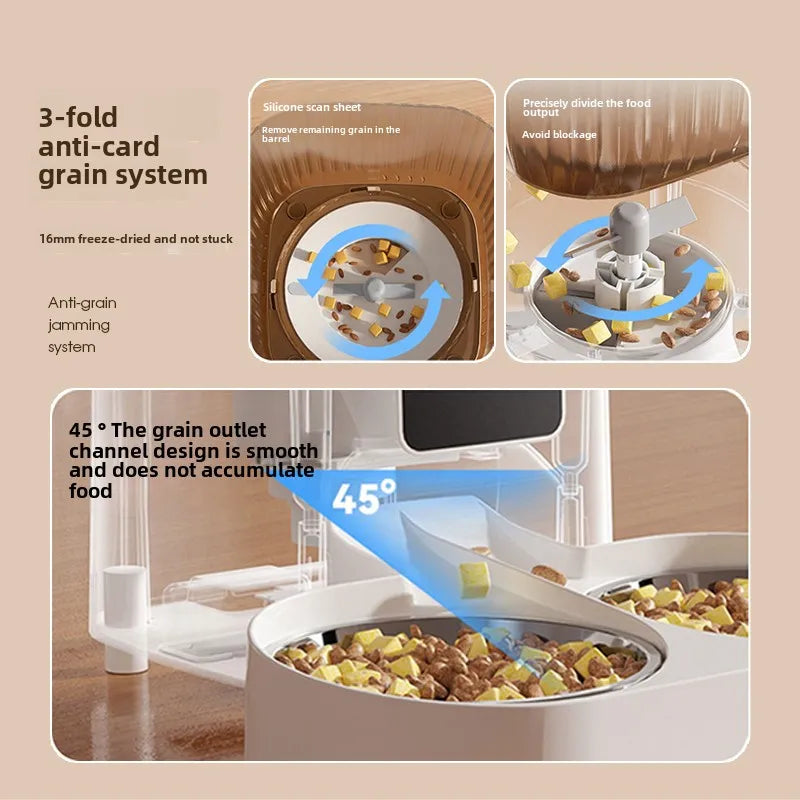 Smart WiFi Cat Feeder with HD Camera - 5L Automatic Pet Food Dispenser with Voice Control & Stainless Steel Bowl