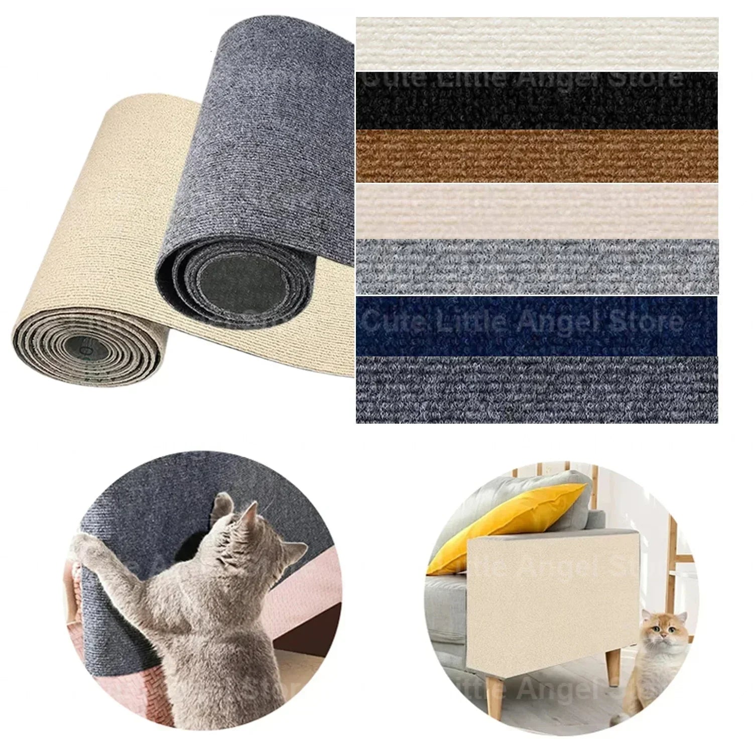 Self-Adhesive Cat Scratching Mat - Trimmable Furniture Protector for Sofas, Walls & Corners