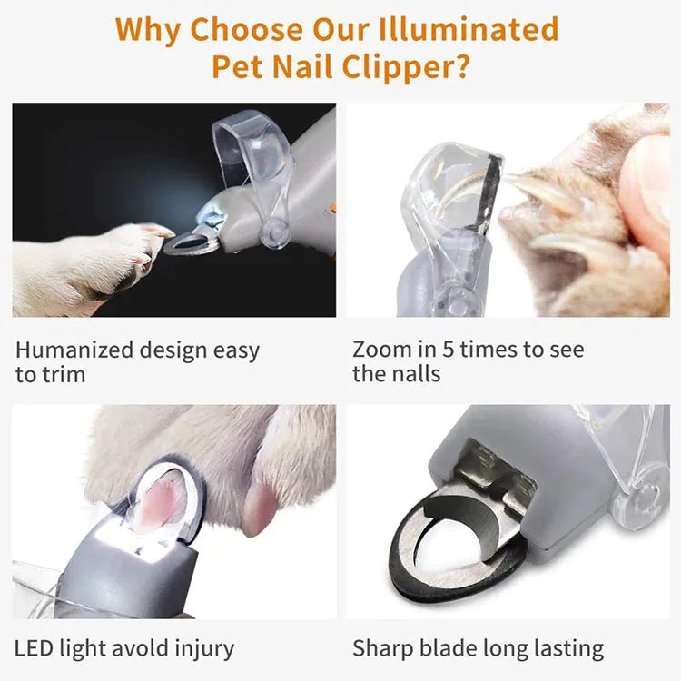 LED Illuminated Pet Nail Clippers - Professional Precision Trimmers for Cats, Dogs & Small Animals