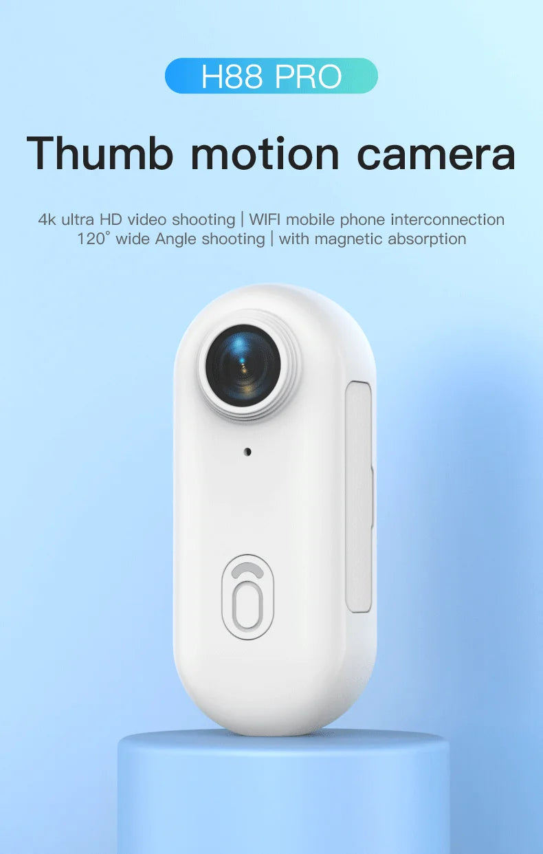 4K Ultra-Compact WiFi Action Camera - Thumb-Sized Wireless Recording Device for Pet Monitoring & Family Adventures