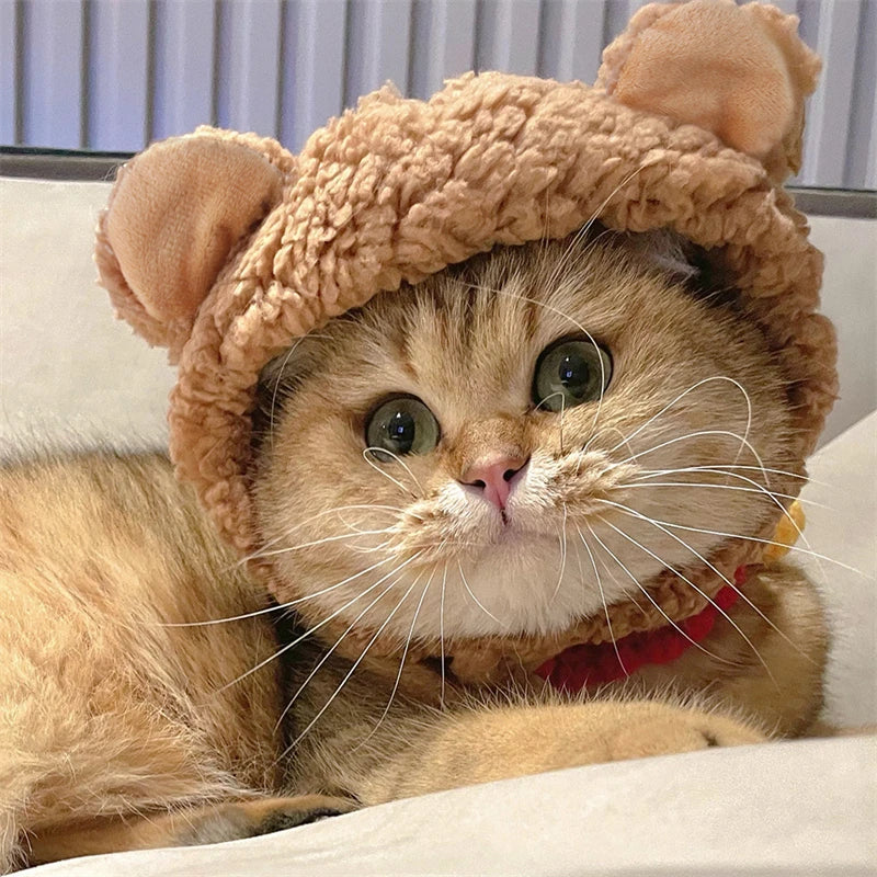 Adorable Bear-Shaped Winter Hat for Cats – Cosy Costume Accessory