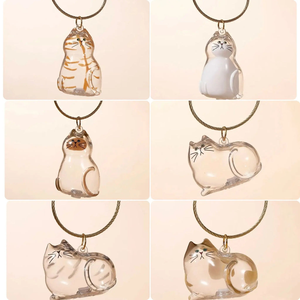 Cat Fur Keepsake Keyring - Transparent Pet Hair Storage Bottle Memorial Gift (Pack of 1/6)