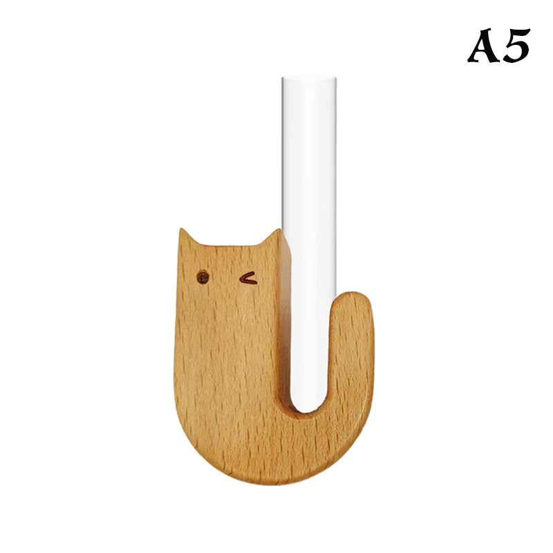 Cat Whisker Keepsake Vase - Wooden & Glass Fridge Magnet Display for Treasured Pet Memories