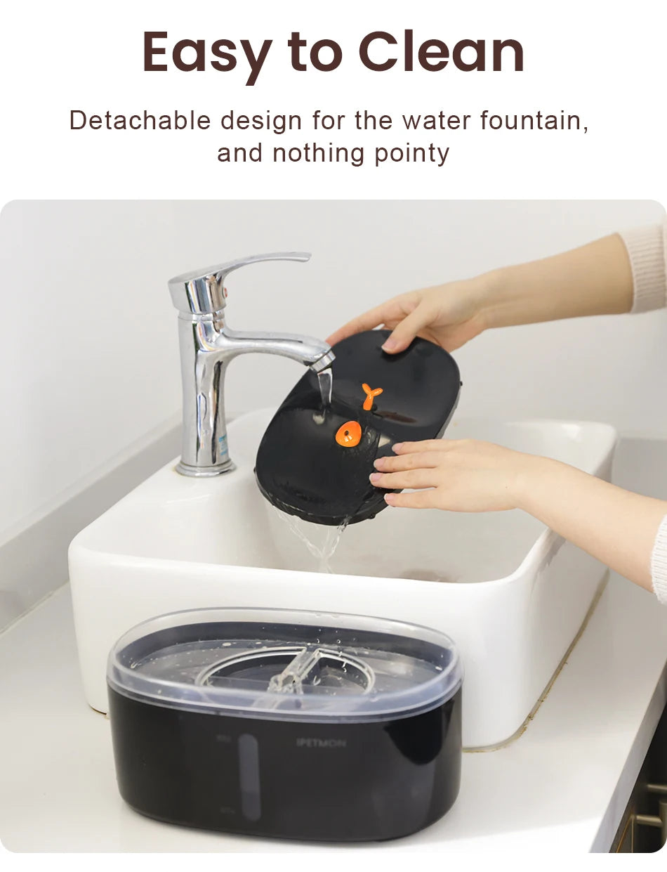 ROJECO 2.5L Automatic Cat Water Fountain - Dual Bowl Wireless Pet Drinking Fountain with Ultra-Quiet Pump for Cats or Small Dogs