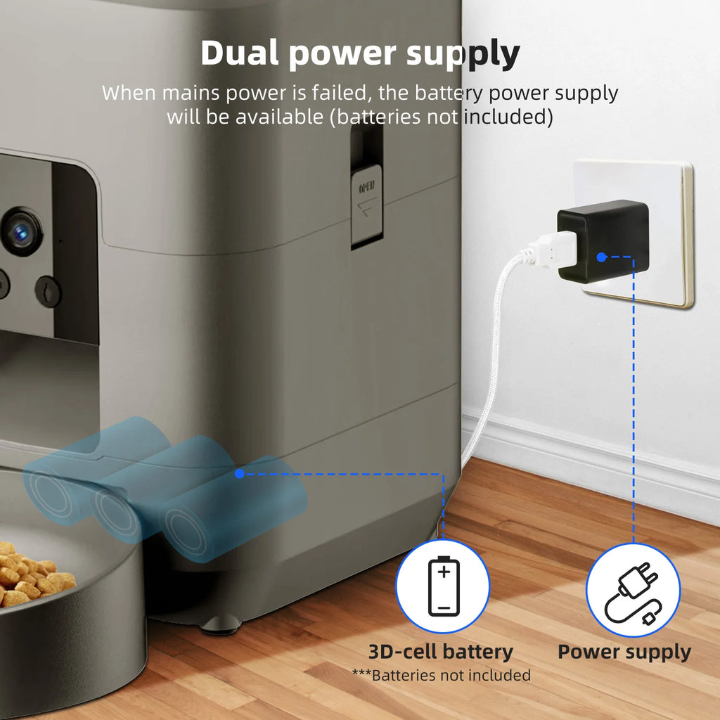 ZYFeeder 2L Smart Automatic Cat Feeder with Wi-Fi Camera - Remote Controlled Pet Food Dispenser for Cats and Dogs (Mains Adaptor Not Included)