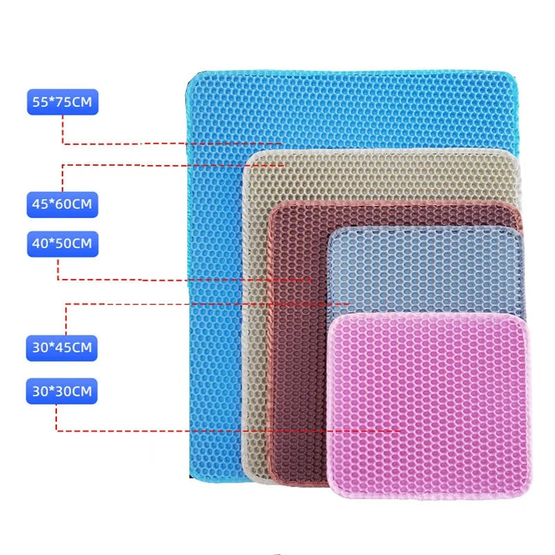 Premium Waterproof Cat Litter Mat - Double Layer Honeycomb Design with Anti-Tracking Technology