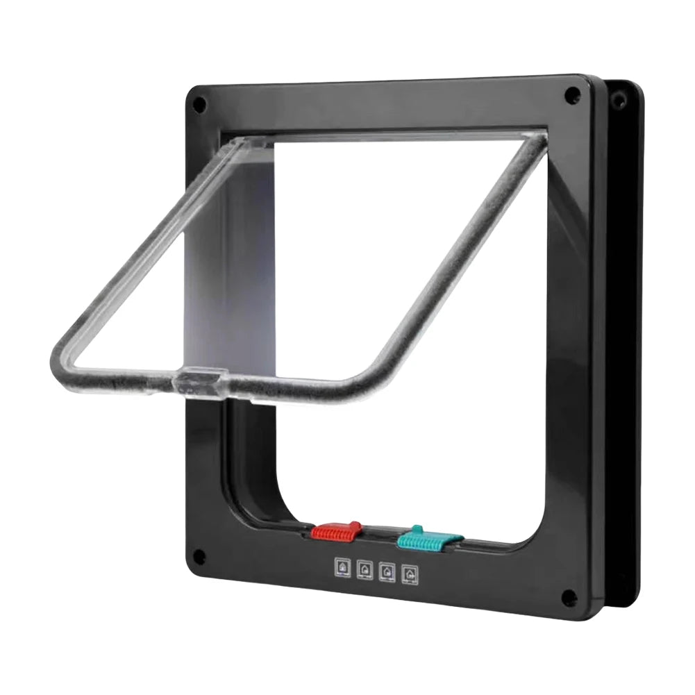 Cat Flap with 4-Way Security Lock - ABS Plastic Pet Door for Cats and Small Pets