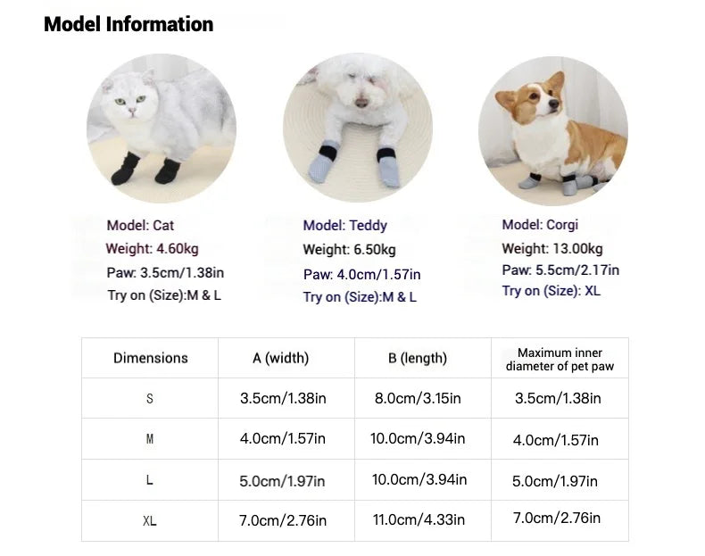 Cat Paw Protector Socks - Soft Anti-Scratch Booties with Secure Velcro Fastening for Indoor Cats