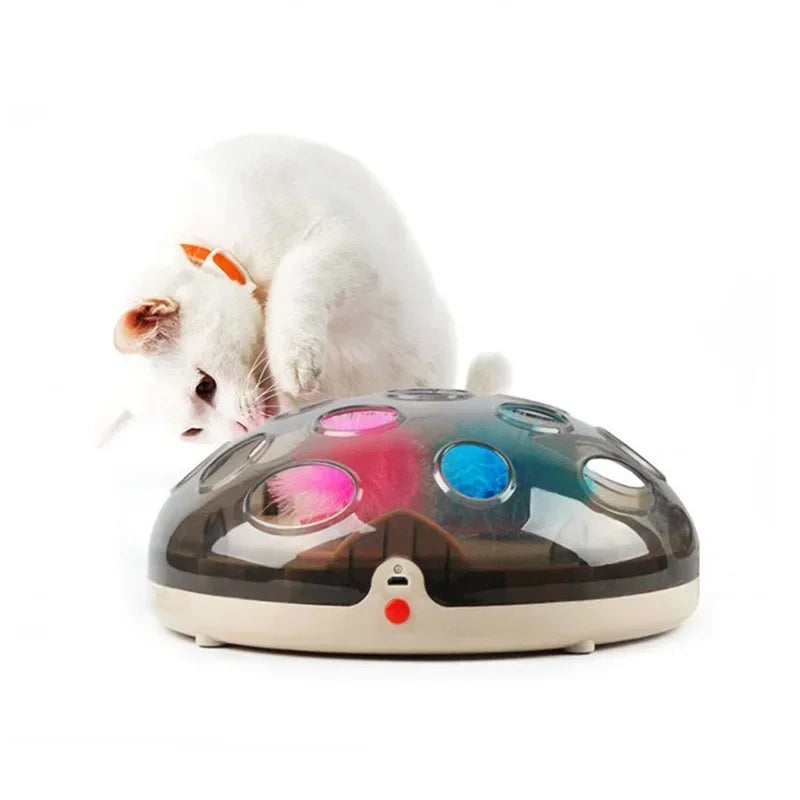 Magnetic Levitation Cat Toy - Rechargeable Interactive Feather Spinner with Plush Balls
