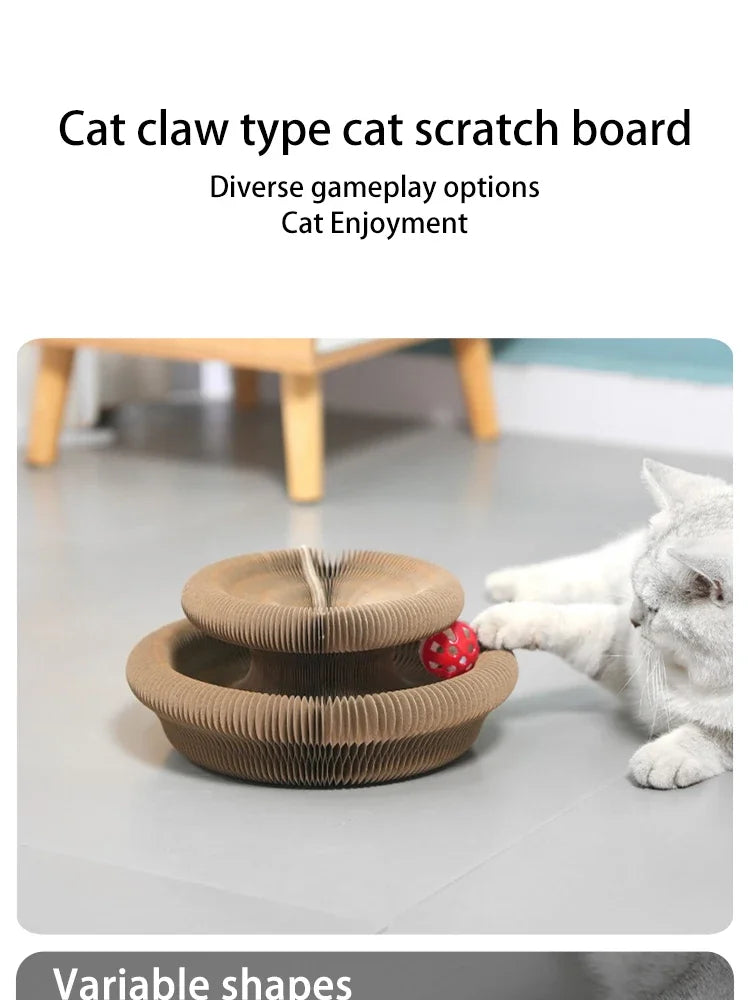 Transformable Cat Scratching Board - Magnetic Corrugated Cardboard Scratcher with Interactive Bell