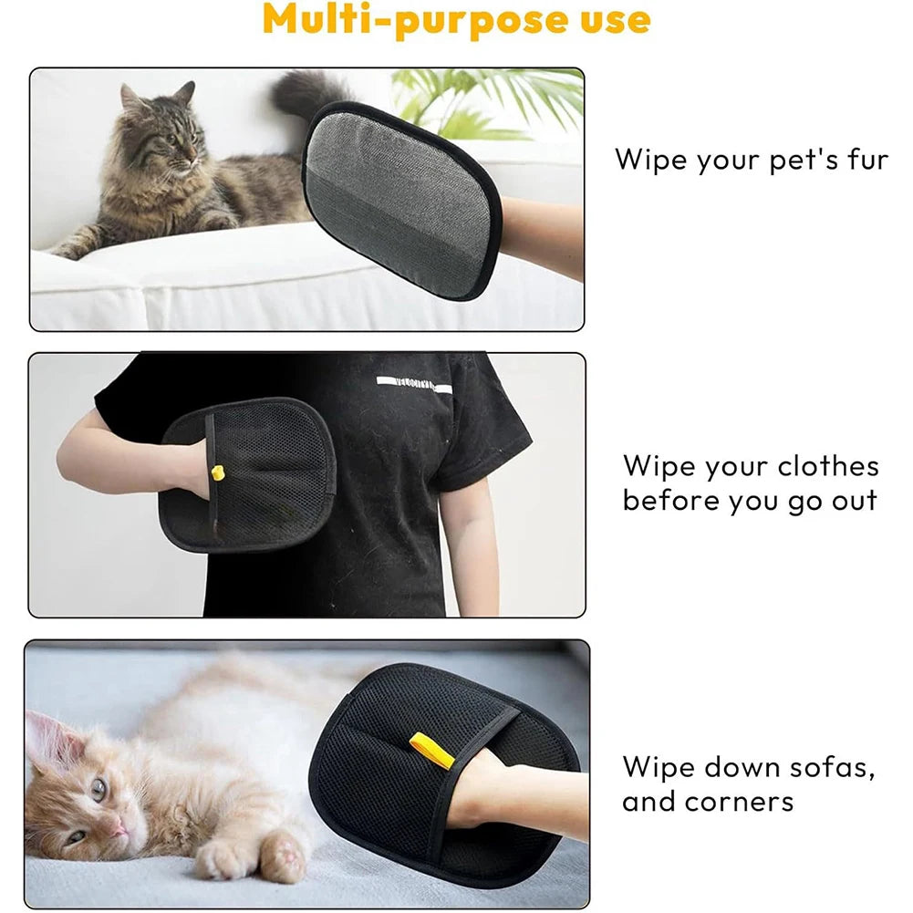 Professional Pet Hair Remover Mitt - Double-Sided Grooming Glove for Cats, Dogs & Rabbits
