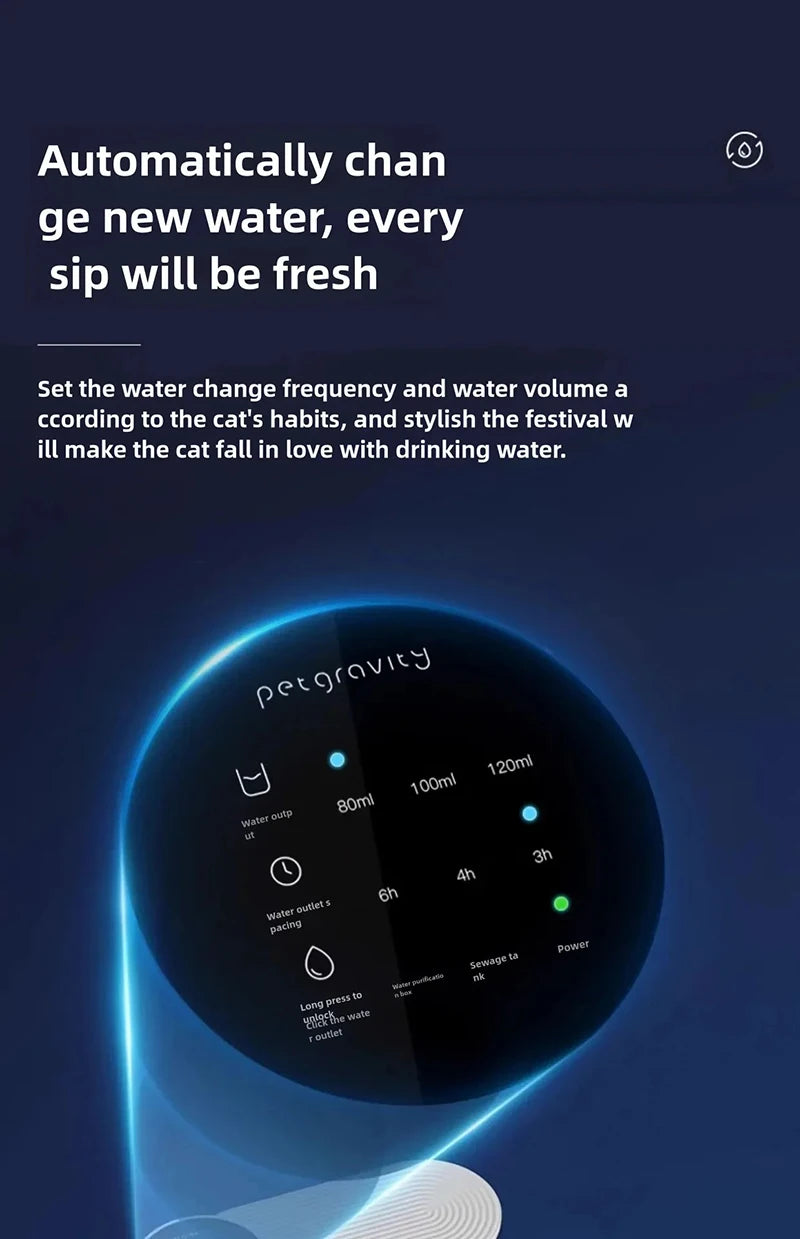 Automatic Cat Water Fountain with Smart Sensor - 3L Rechargeable Running Water Dispenser